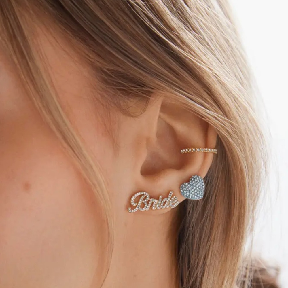 BaubleBar Something Blue Earring Set in Silver & Gold Tone Bride